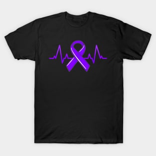 Hodgkins Lymphoma Cancer Awareness Heartbeat Ribbon T-Shirt